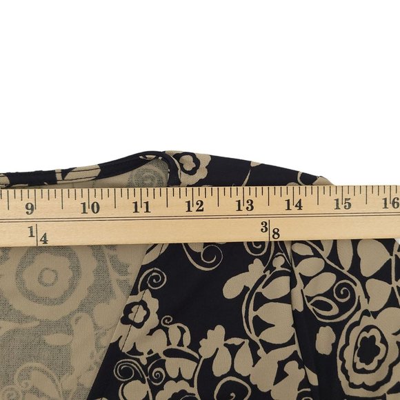 Ann Taylor LOFT Petites Wrap Dress Size 6P Black Taupe Floral Print Mid Length - Picture 4 of 16